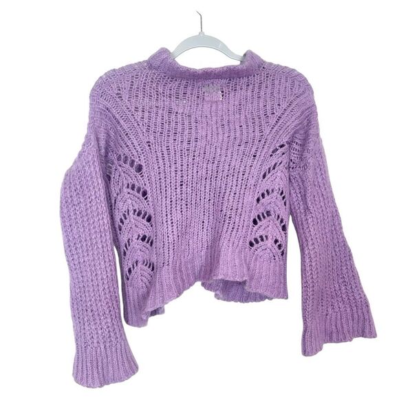 Odd Molly Sweater Womens XS Purple Knit Cropped Pullover Mock Neck Wool Blend - Picture 3 of 16